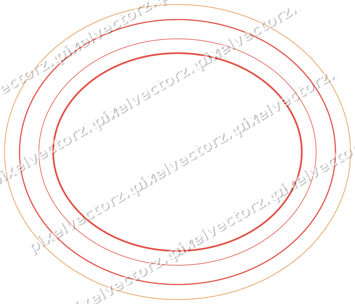 Decorative line art frame in red and orange with oval