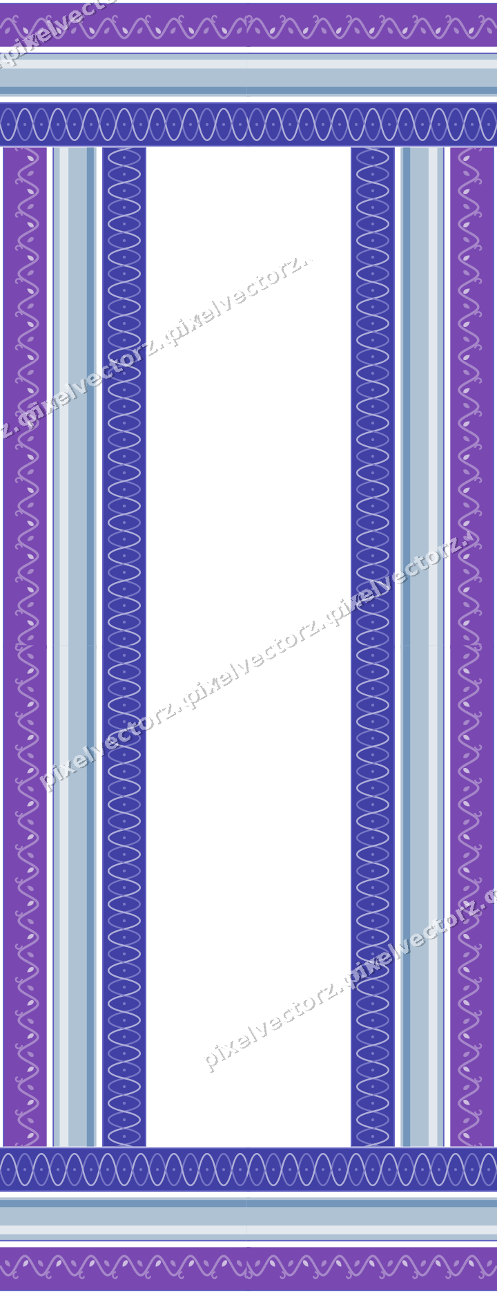 Decorative picture frame border in purple and blue with ivy scroll