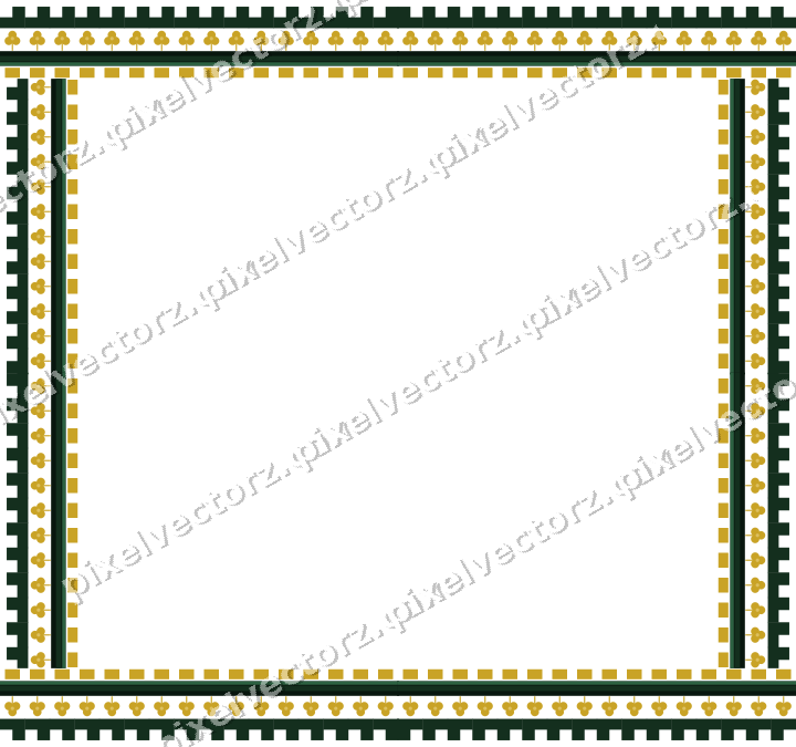 Decorative picture frame border in dark green with trefoil band