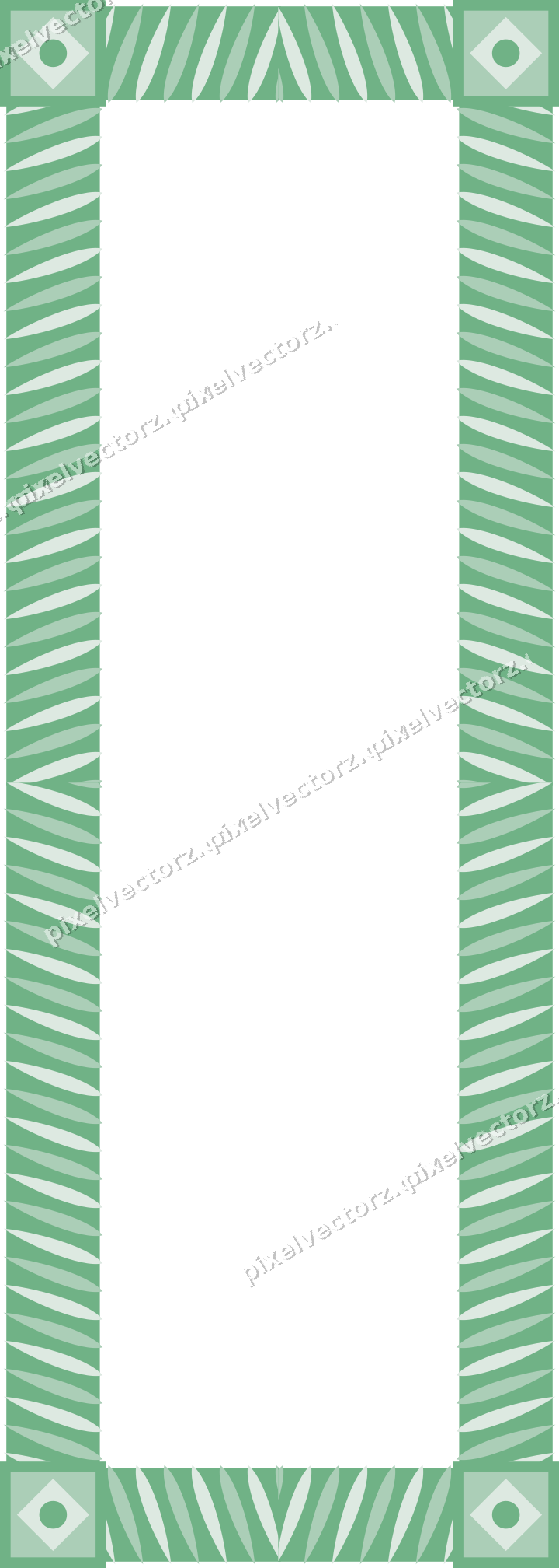 Decorative picture frame border in green and teal with rope moulding