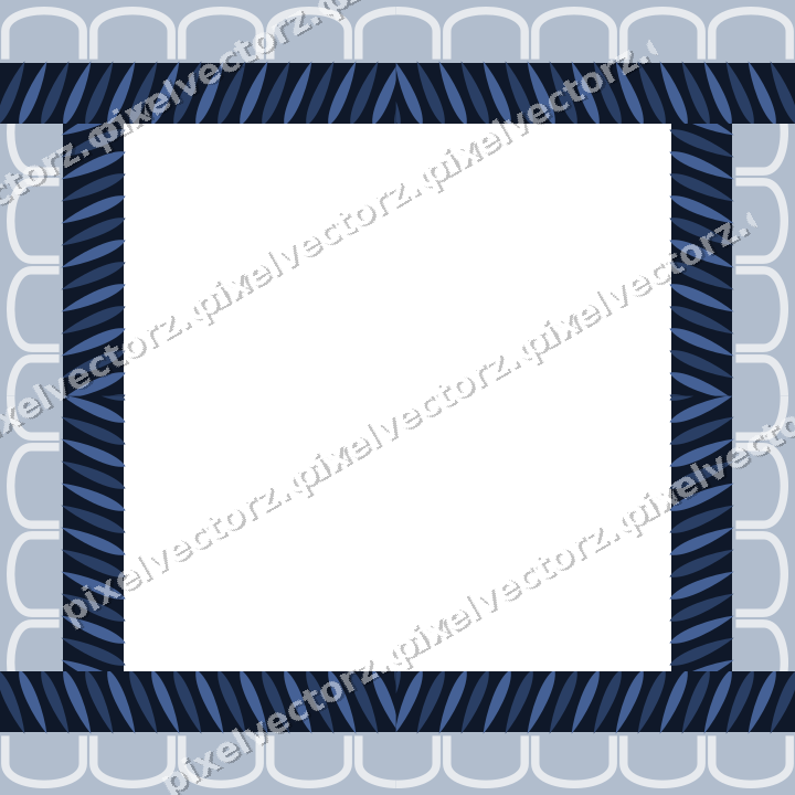 Decorative picture frame border in dark blue with arcade frieze