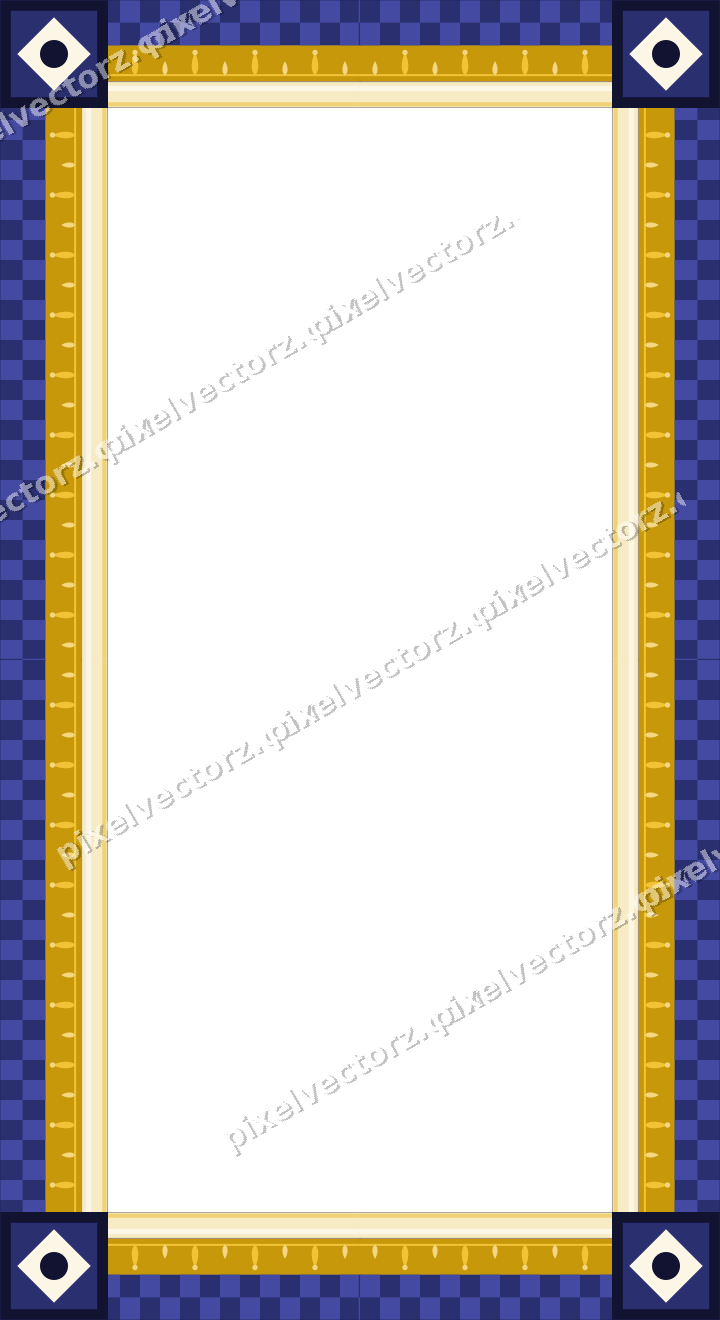 Decorative picture frame border in dark blue with bud and stem