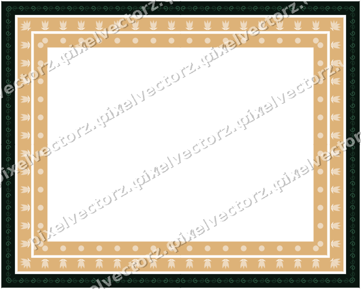 Decorative picture frame border in dark green with spiral scroll