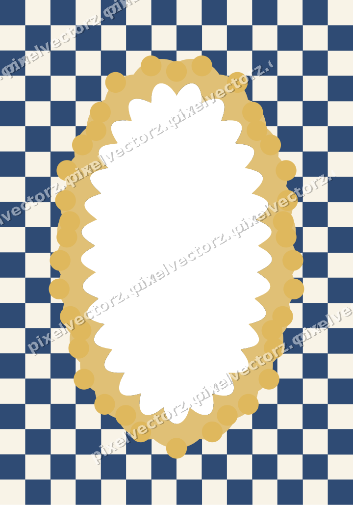 Decorative patterned mat frame in dark blue with checkerboard