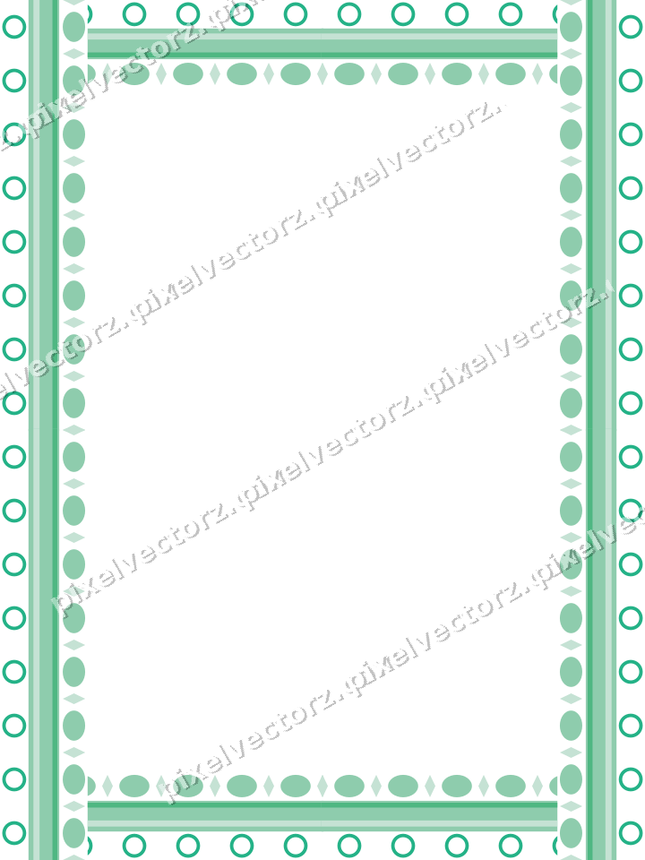 Decorative picture frame border in green and teal with ring chain