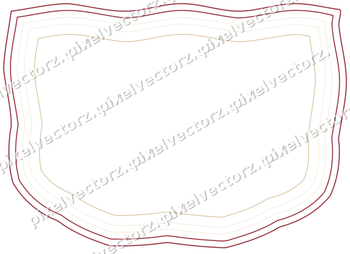 Decorative line art frame in dark pink and red with shield