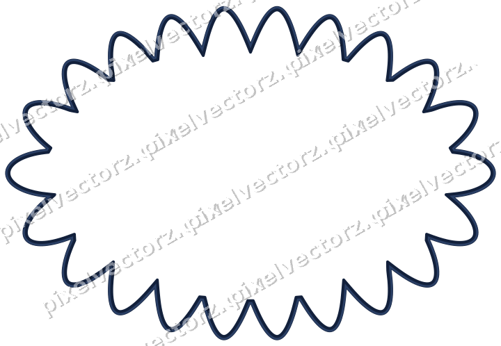 Decorative line art frame in dark blue and white with oval