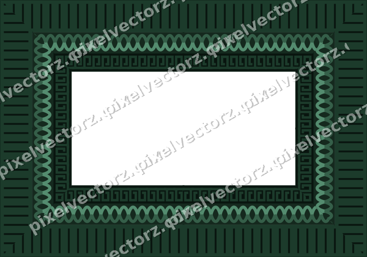 Decorative picture frame border in dark green with guilloche