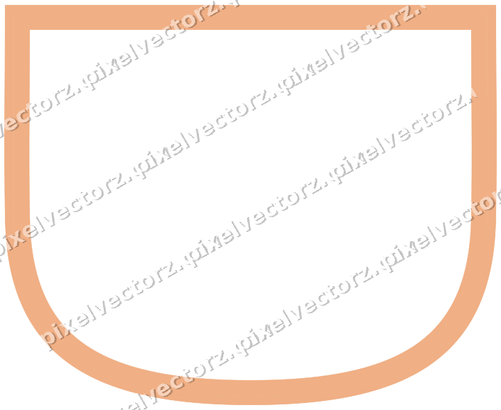 Decorative line art frame in blue and orange with shield