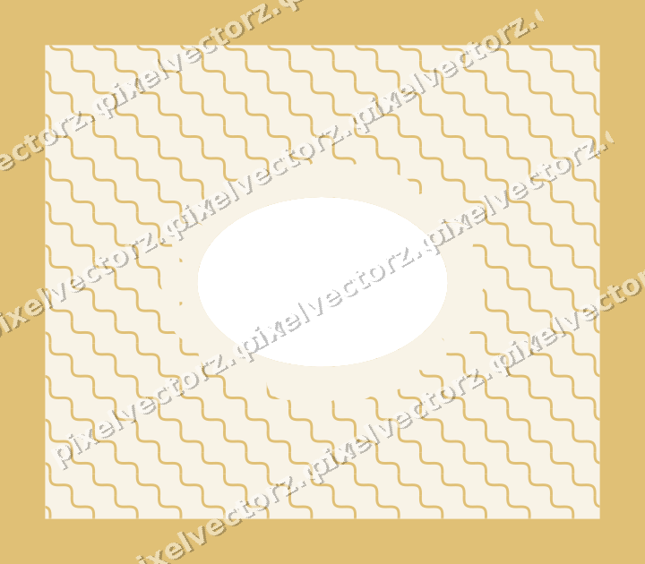 Decorative patterned mat frame in dark blue and amber with wavy lines