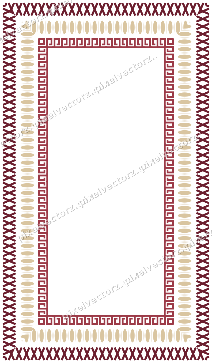 Decorative picture frame border in dark pink and red with cross band