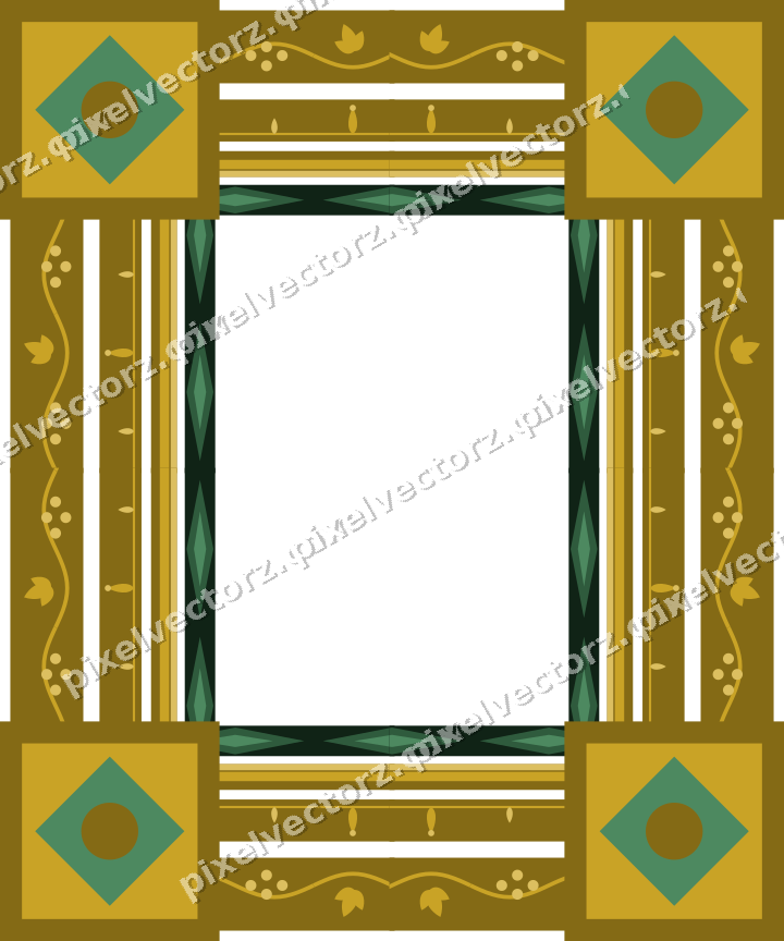 Decorative picture frame border in dark green with grape vine