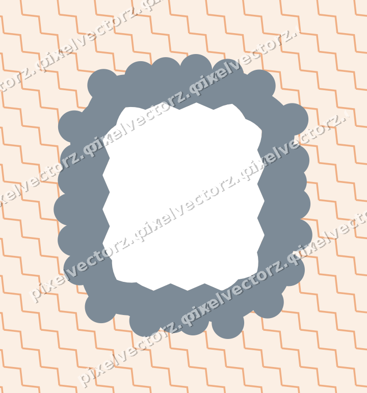 Decorative patterned mat frame in blue and orange with zigzag