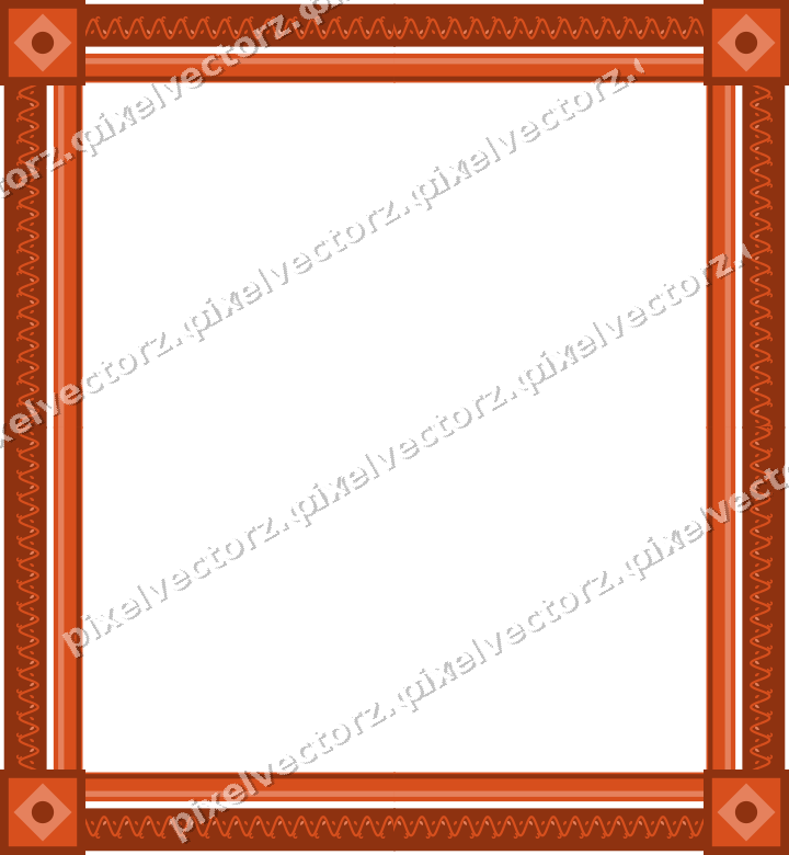 Decorative picture frame border in orange and teal with ivy scroll