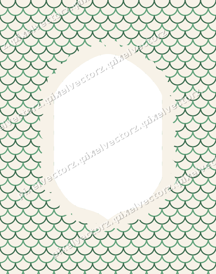 Decorative patterned mat frame in dark green with scallop scales