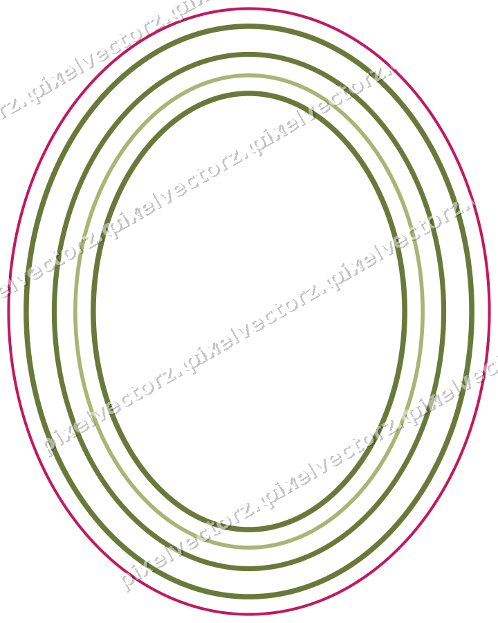 Decorative line art frame in lime and pink with oval