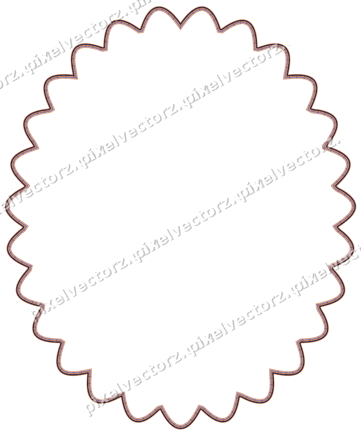 Decorative line art frame in orange and blue with oval