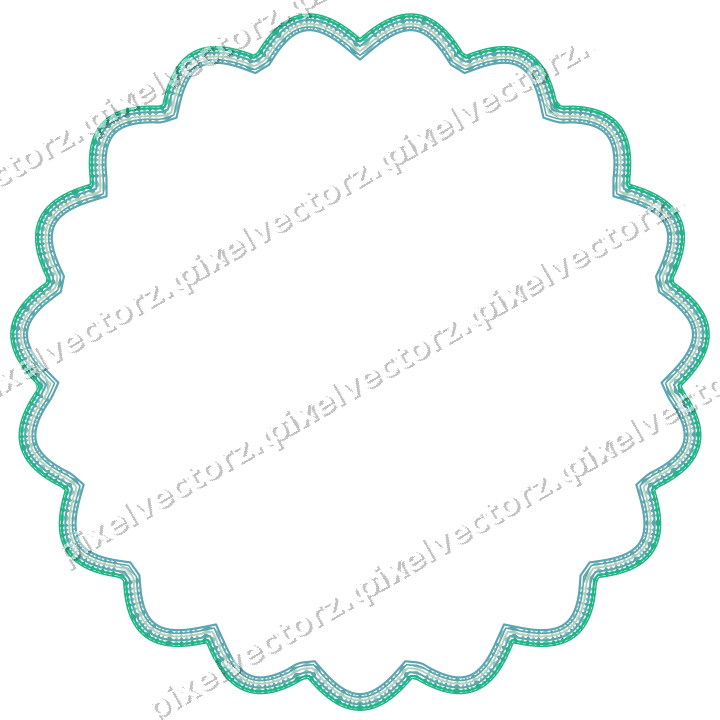 Decorative line art frame in green and teal with oval