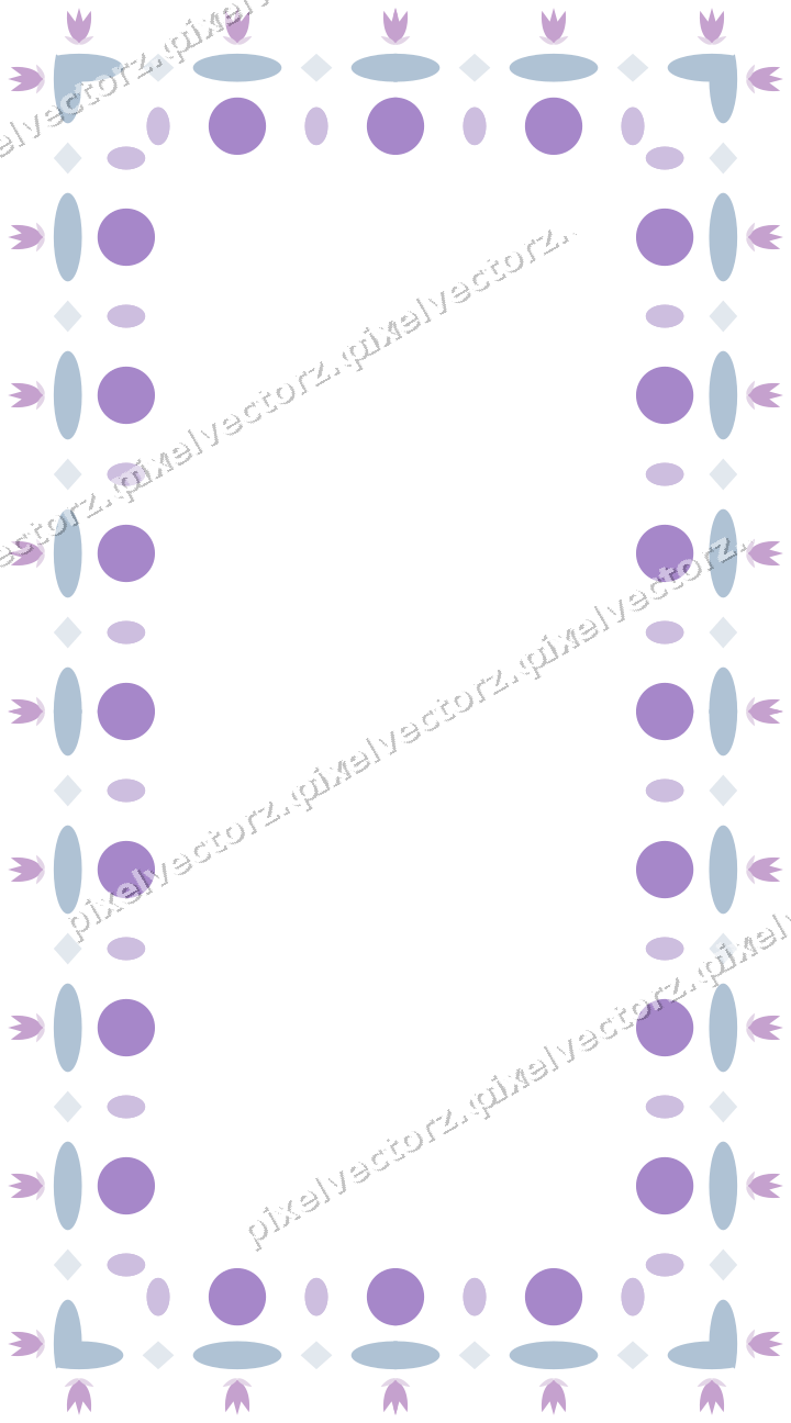 Decorative picture frame border in purple and blue with tulip frieze