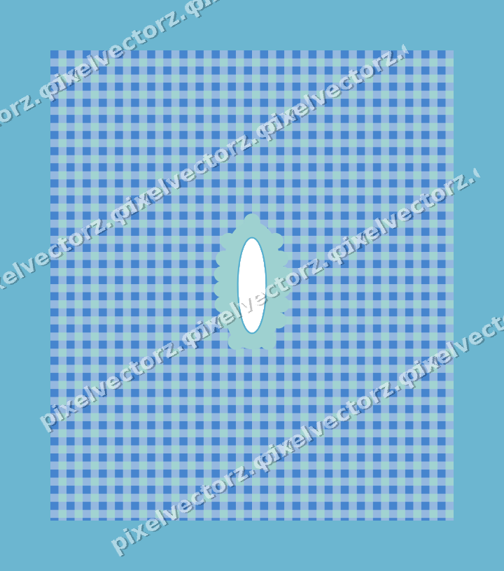 Decorative patterned mat frame in blue and cyan with gingham check