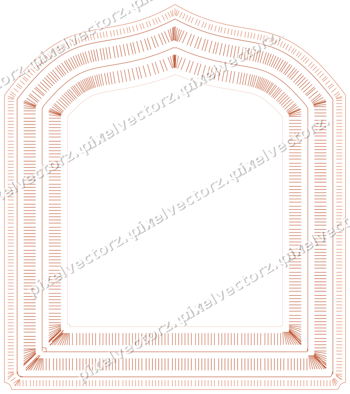 Decorative line art frame in orange and cyan with label plaque