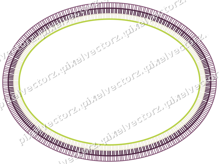 Decorative line art frame in dark magenta and lime with oval