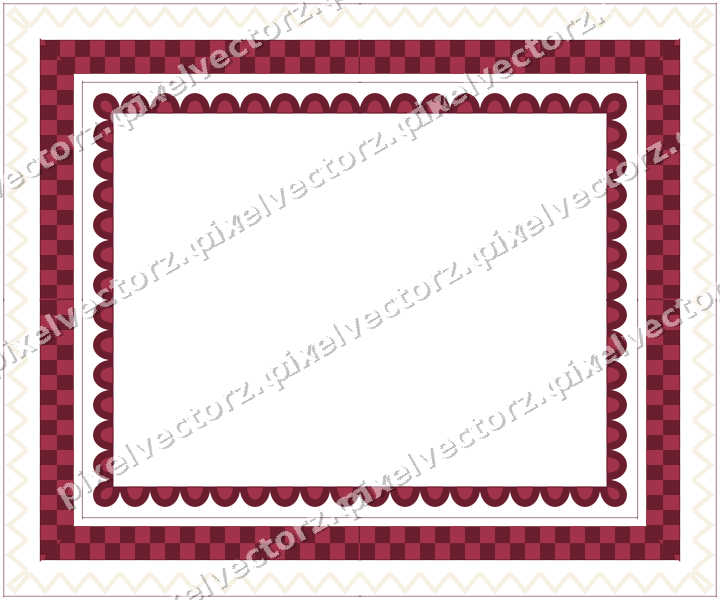 Decorative picture frame border in dark pink and red with zigzag