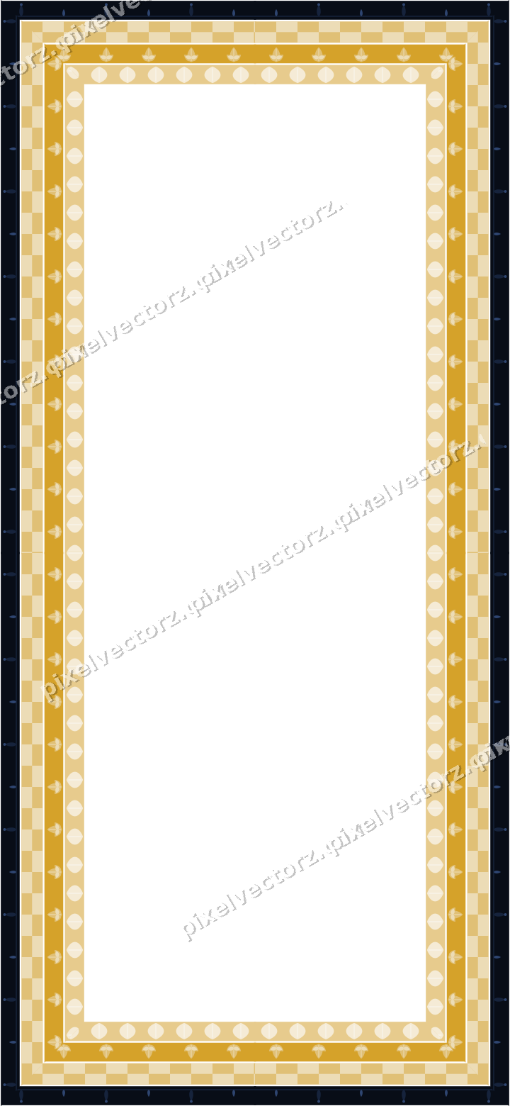 Decorative picture frame border in dark blue with bud and stem