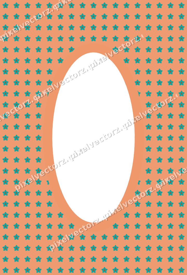 Decorative patterned mat frame in orange and teal with small blossoms