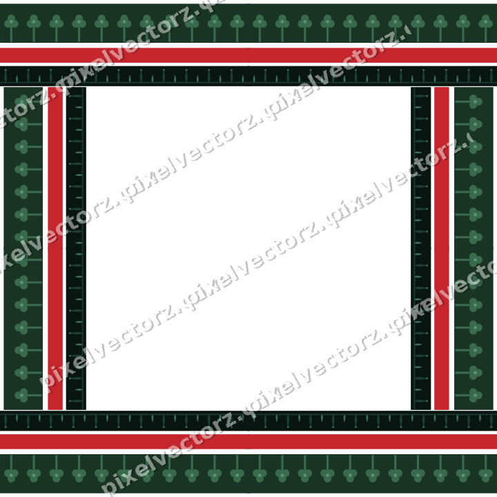 Decorative picture frame border in dark green with trefoil band