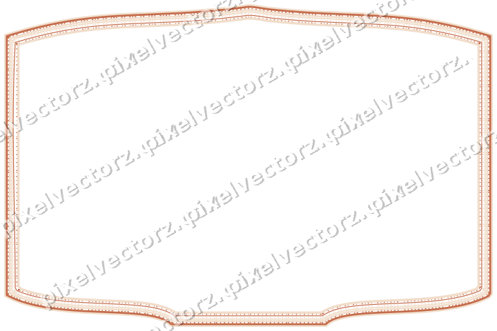 Decorative line art frame in dark teal and orange with label plaque