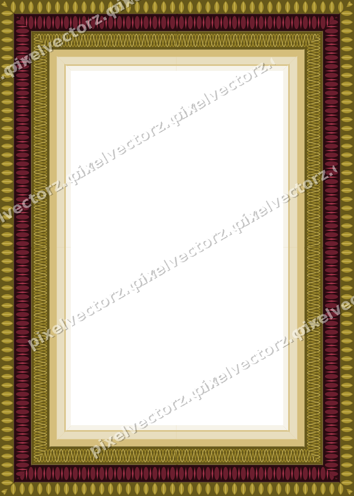 Decorative picture frame border in dark pink with leaf moulding