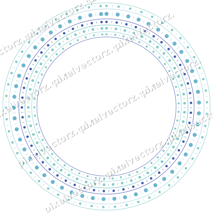 Decorative line art frame in blue and cyan with oval and beaded line