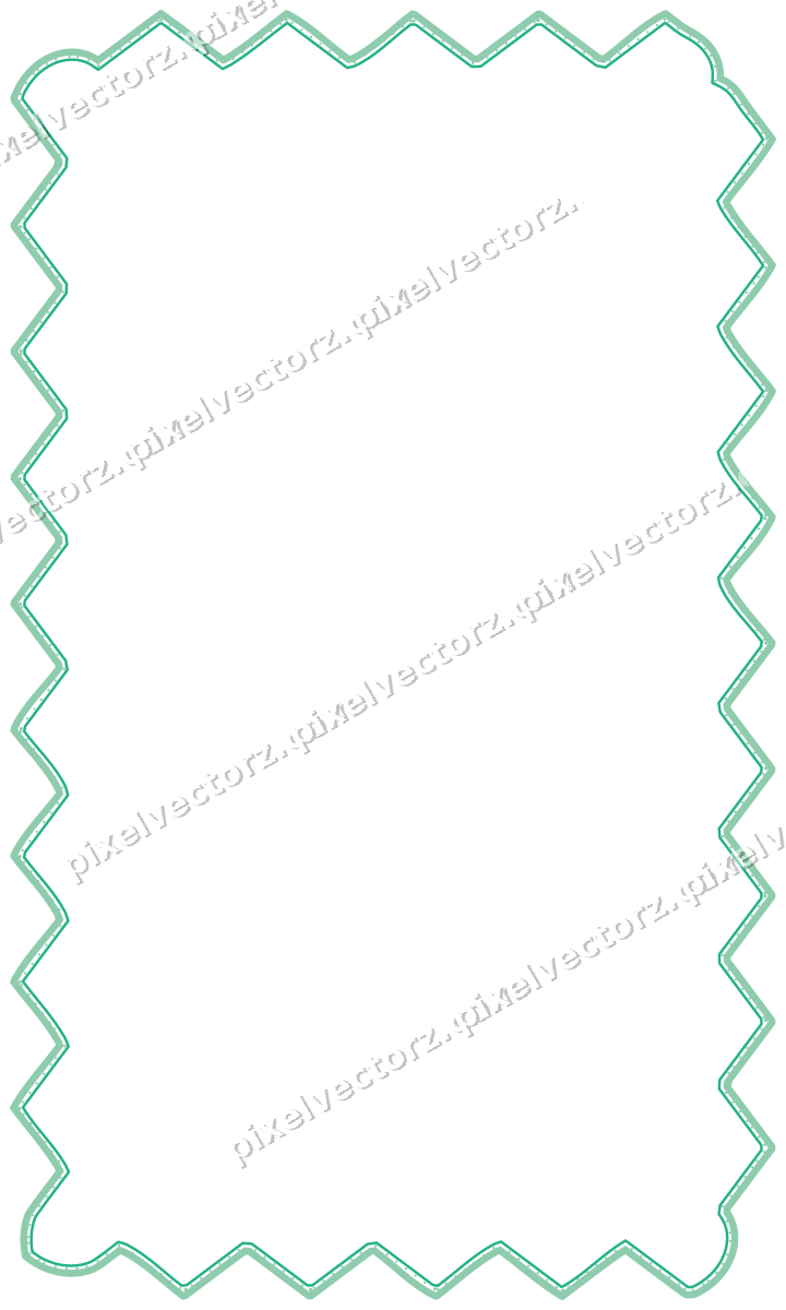 Decorative line art frame in green and teal with label plaque