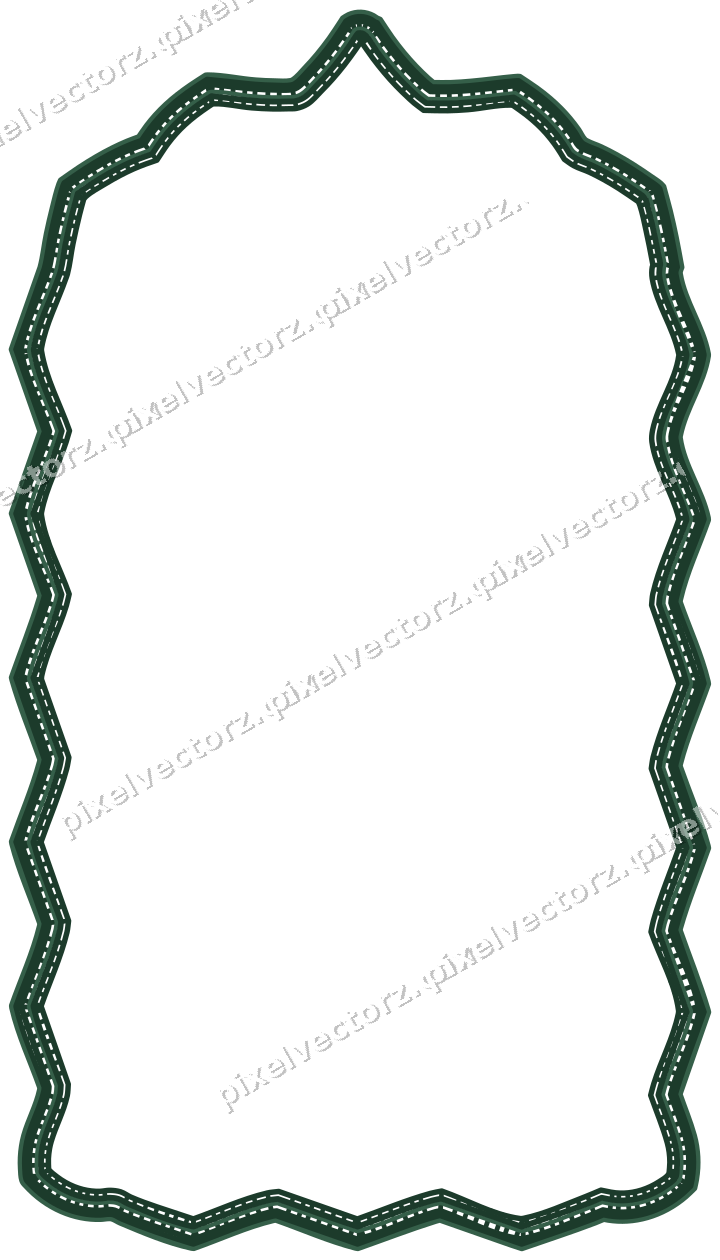 Decorative line art frame in dark green and orange with label plaque
