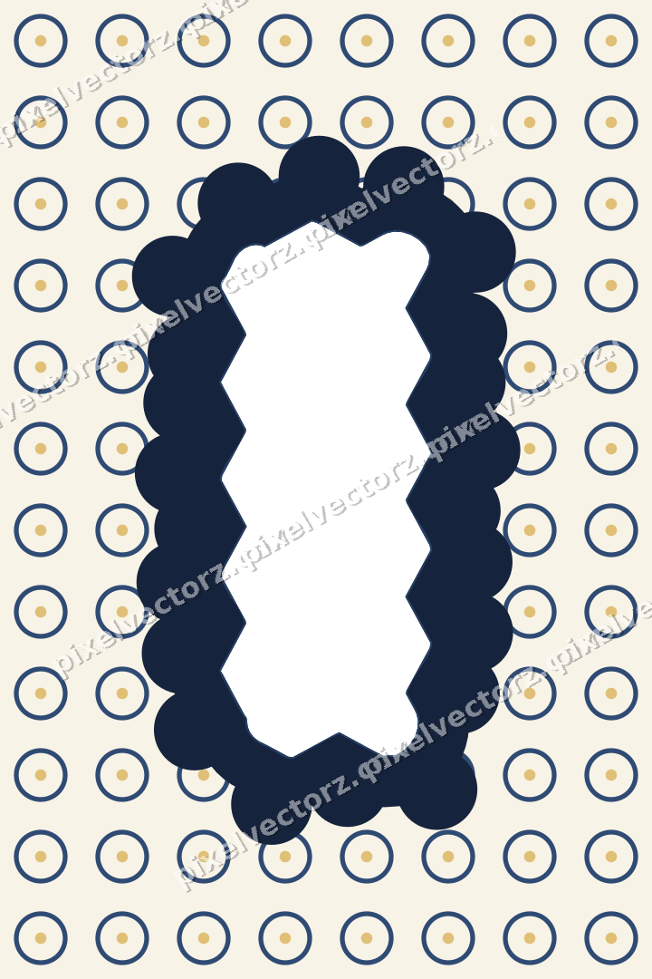 Decorative patterned mat frame in dark blue with ring pattern