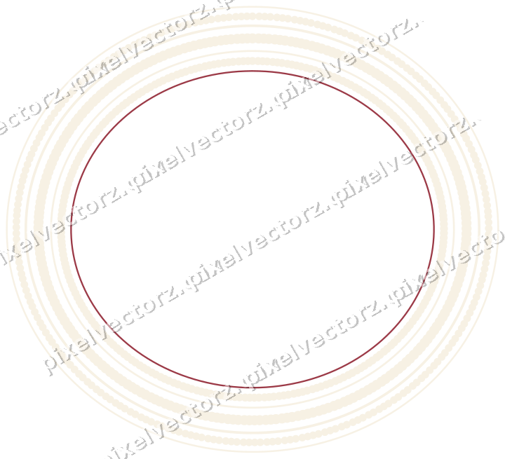 Decorative line art frame in dark pink and red with oval