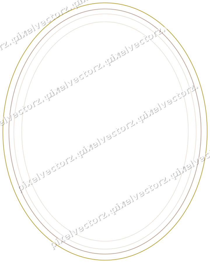 Decorative line art frame in amber and pale orange with oval