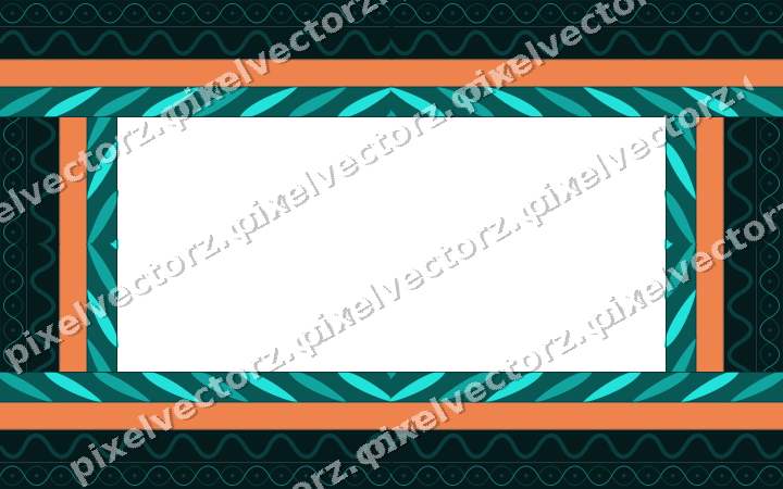 Decorative picture frame border in orange and teal with arabesque