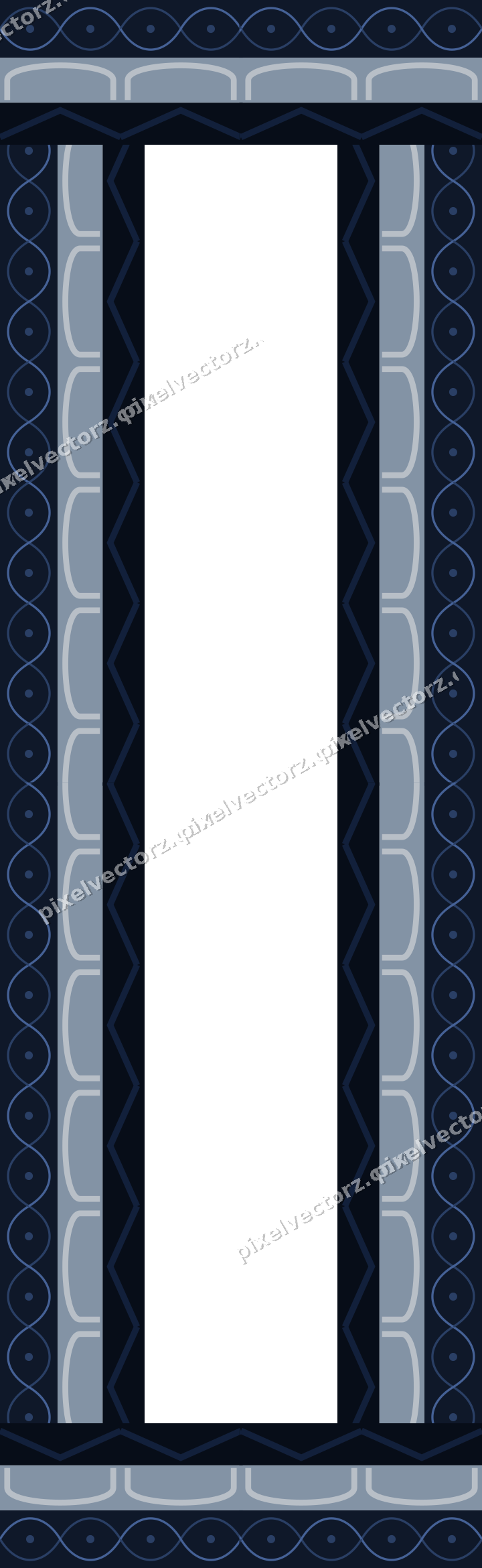 Decorative picture frame border in dark blue with arcade frieze