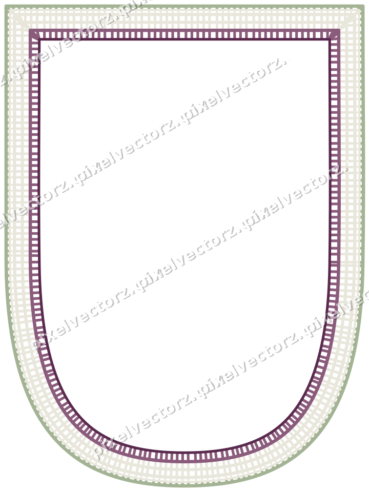 Decorative line art frame in dark magenta and lime with shield