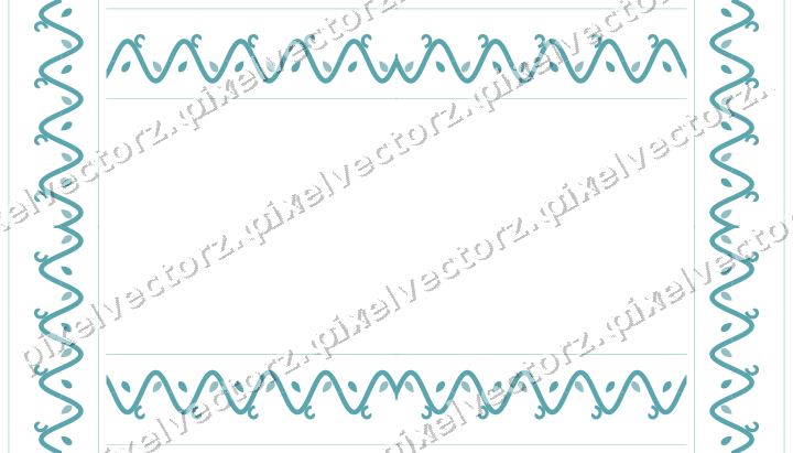 Decorative picture frame border in green and teal with ivy scroll