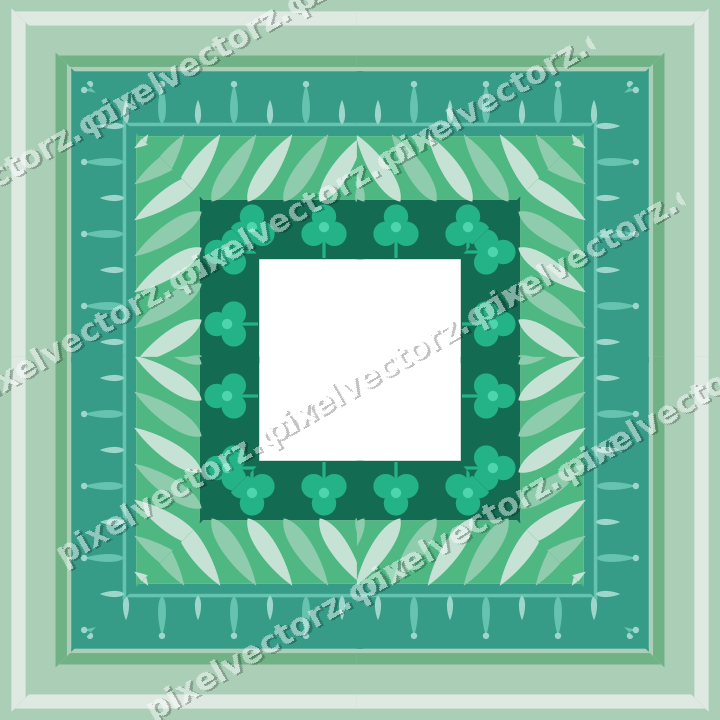 Decorative picture frame border in green and teal with rope moulding