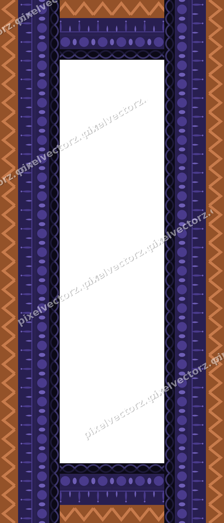 Decorative picture frame border in orange and blue with bead and reel