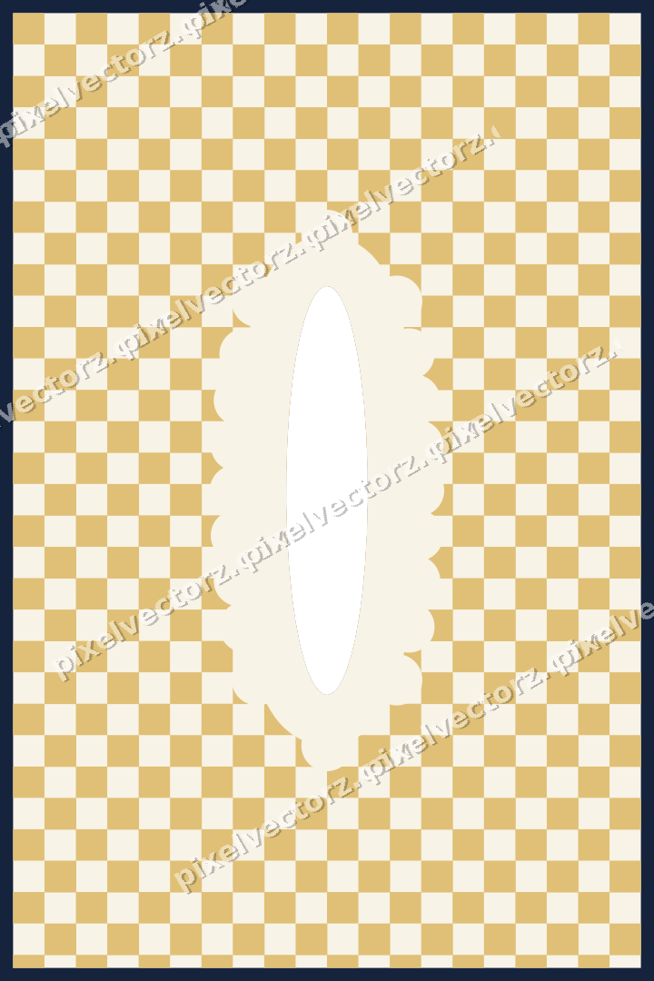 Decorative patterned mat frame in dark blue with checkerboard