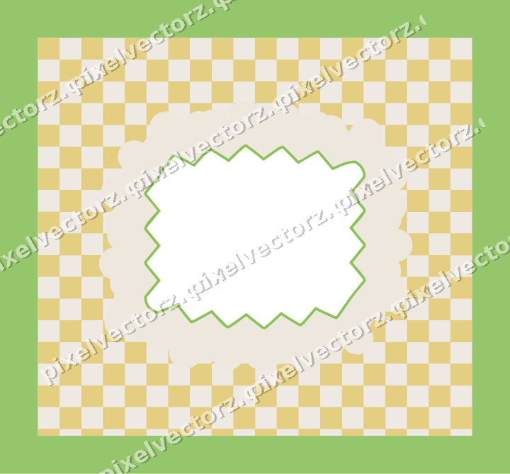 Decorative patterned mat frame in lime and yellow with checkerboard