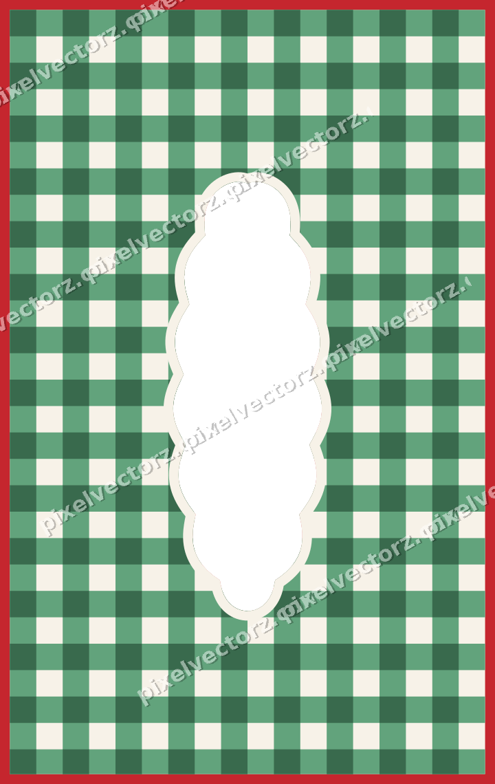 Decorative patterned mat frame in dark green with gingham check