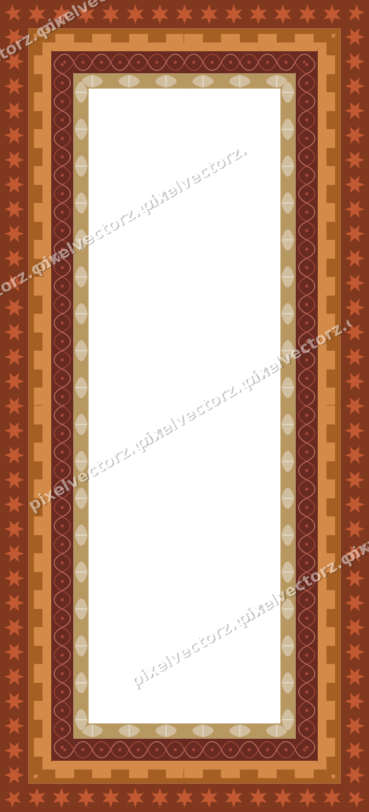 Decorative picture frame border in orange and amber with step band
