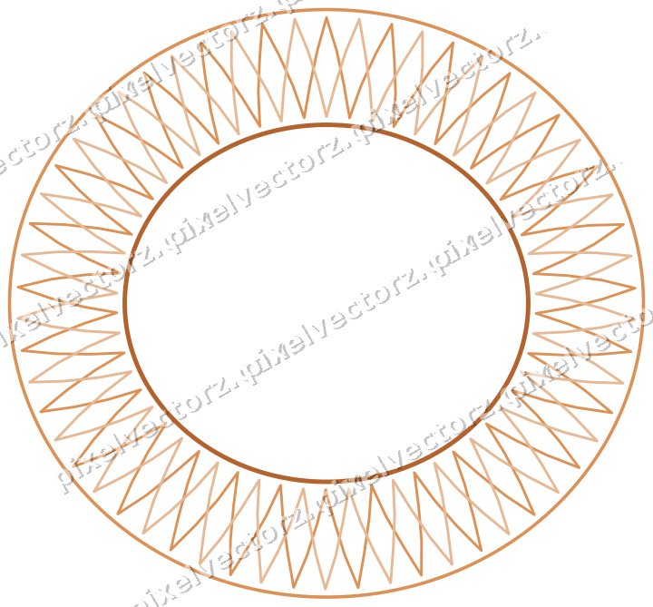 Decorative line art frame in orange and teal with oval and diamond net