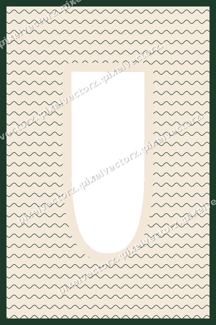 Decorative patterned mat frame in dark green with wavy lines